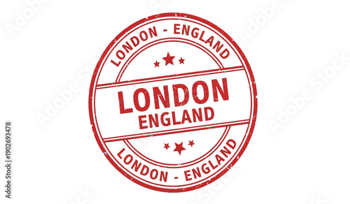Red london england stamp logo with star design
