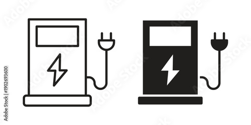 Electric charging icon in black solid style. linear symbol.