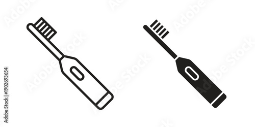 Electric toothbrush icon in black solid style. linear symbol.