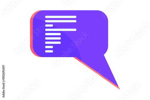 Modern chat message bubble with text lines, UI communication concept