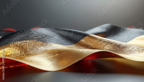 Wallpaper Mural Wavy metallic surface in black, gold, and red colors Torontodigital.ca