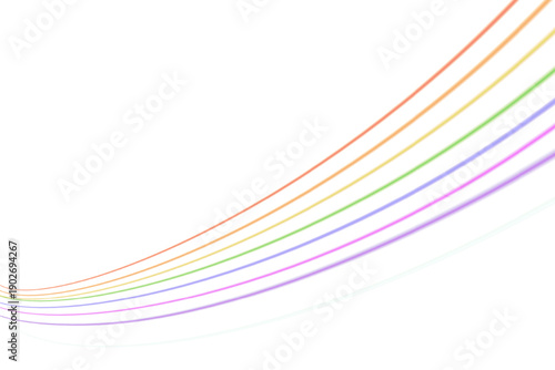 Colorful curved lines forming an abstract arc on a white background