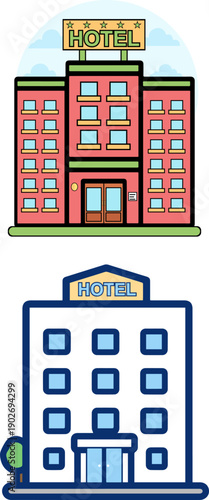 Hotel building icons illustration with flat style design 