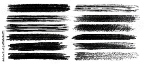 Vintage grunge abstract brush stroke set texture. artistic rough grunge brush strokes bundle and black splash stains creative sketch pattern design.