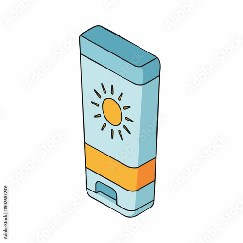 Hand Drawn Cute Sunscreen Bottle Skincare Summer Protection Illustration