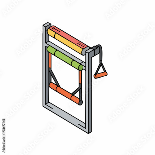 Isometric Detailed Gym Equipment Wall Mounted Pulldown Fitness Machine