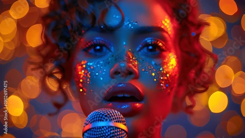 Wallpaper Mural woman singing into a microphone Torontodigital.ca