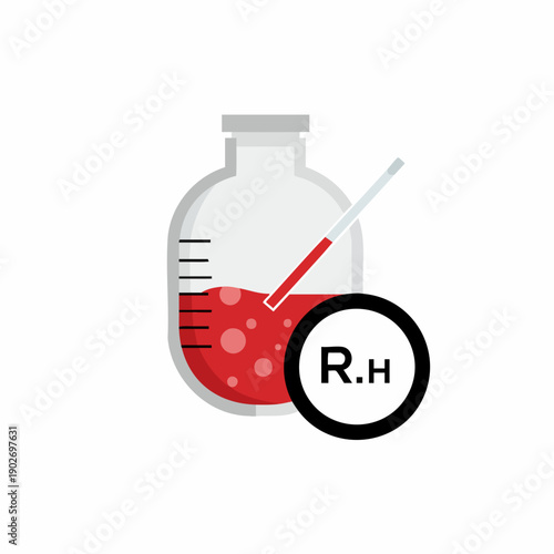 Flat Simple Blood Type Rh Factor Medical Examination Element