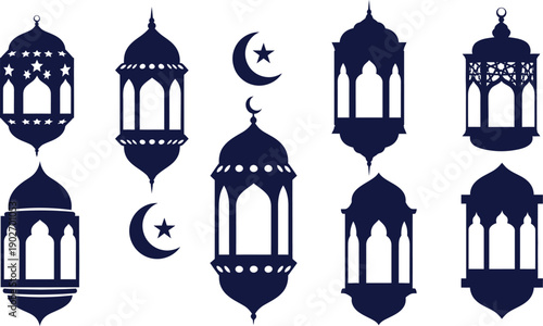 Collection of eight distinctive black architectural elements