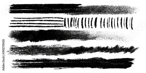 Vintage grunge abstract brush stroke set texture. artistic rough grunge brush strokes bundle and black splash stains creative sketch pattern design.