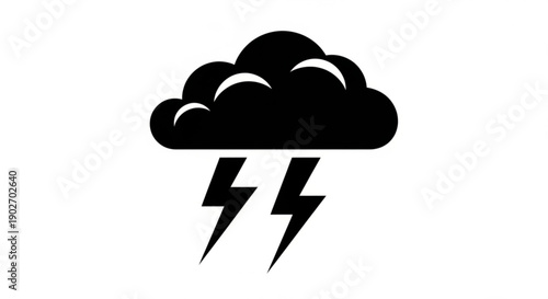 Dramatic storm cloud with lightning bolts in dark silhouette