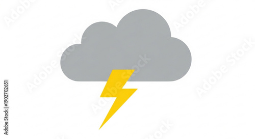 Dramatic storm cloud with bright yellow lightning bolt striking down