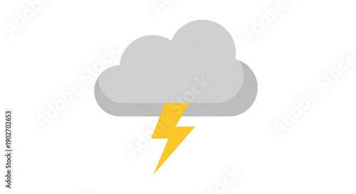 Stormy weather icon with lightning bolt and gray cloud