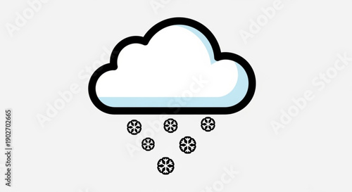 Snow falling from a cloud in a simple graphic