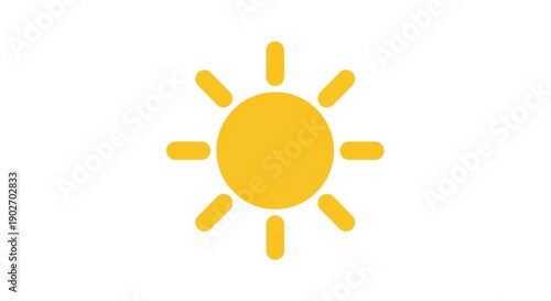 Vibrant yellow sun symbol with rays shining bright