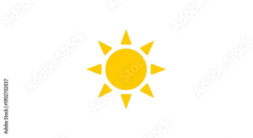 Vibrant yellow sun symbol with triangular rays