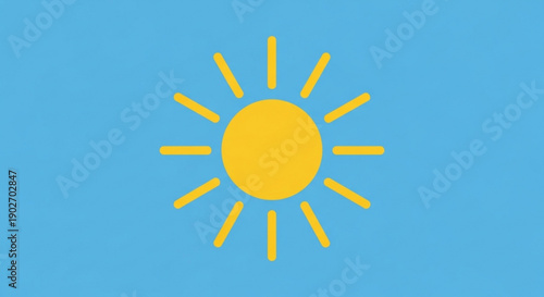 Bright yellow sun symbol on blue background
