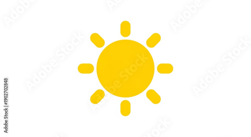 Vibrant yellow sun symbol for weather forecast or design