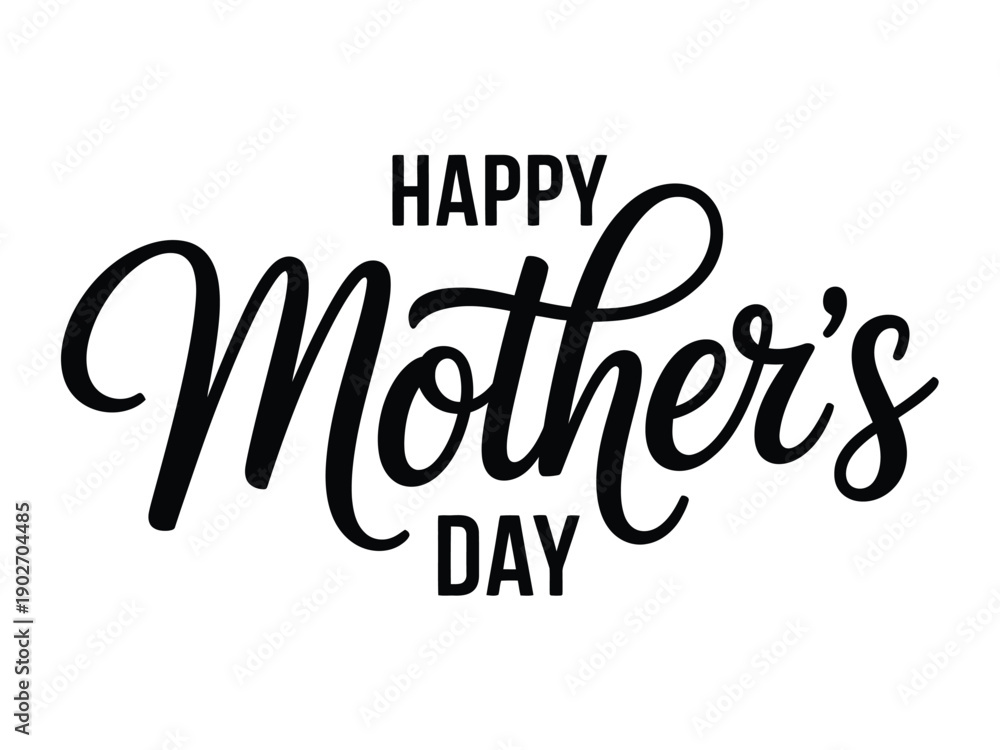 Fototapeta premium A Happy Mother's Day message in black text on a white background