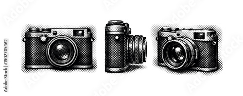 Old film vignette dot overlay A film-style vignette overlay with darker edge dot concentration illustrated in front view, side view, and