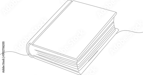 Simple Continuous Line Art Book Education Knowledge Study Object Illustration