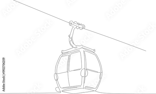 Outline Simple Cable Car Illustration Drawing for Transportation Graphic Element