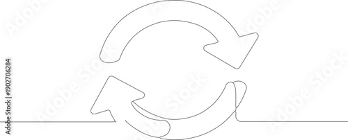 Minimalist Continuous Line Circular Arrow Shape Business Process Icon