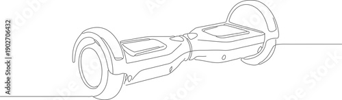 Minimalist Line Art Hoverboard Self Balancing Scooter Contemporary Style Illustration