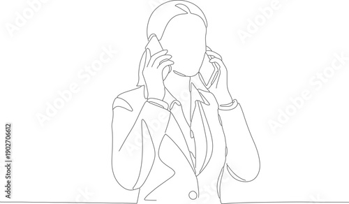 Minimalist Line Art Businesswoman Talking on the Phone Illustration
