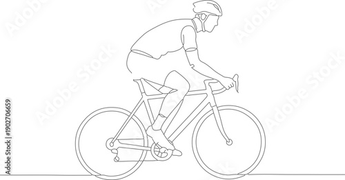 Simple Outline Illustration of Cyclist Riding Bicycle Sport Activity Graphic