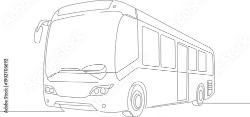Simple Outline Detailed Tour Bus Transportation Vehicle Travel Illustration