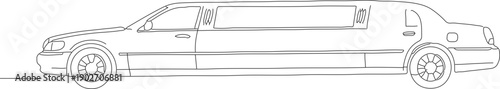 Simple Line Art Limousine Car Illustration Design Template Minimalist Style