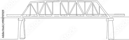 Simple Outline Truss Style Bridge Construction Illustration Architecture Landmark