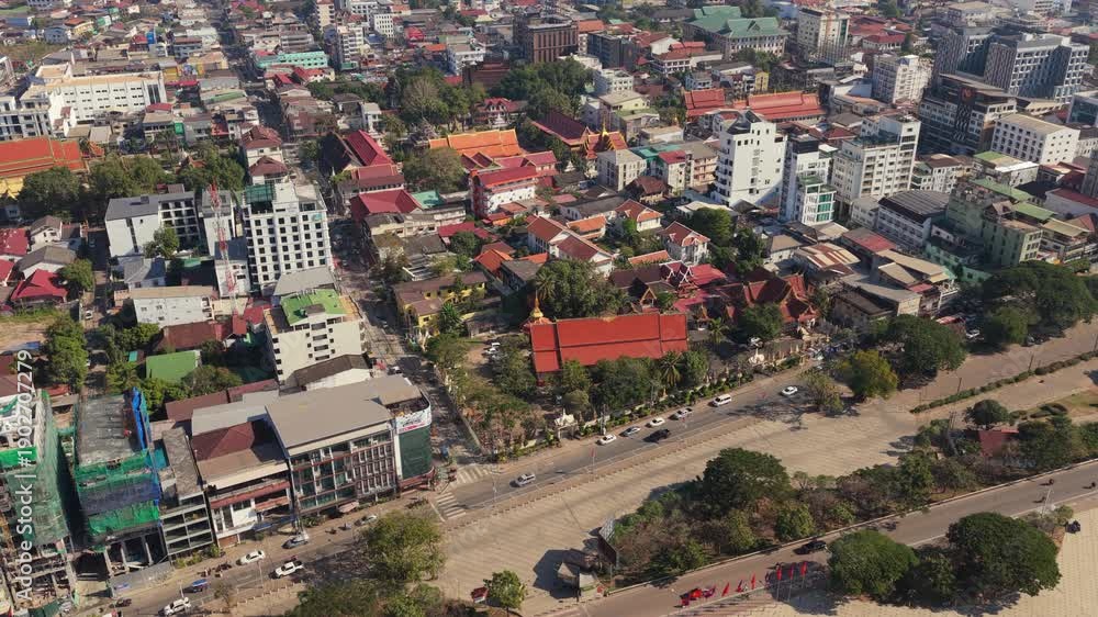 custom made wallpaper toronto digitalCityscape of Vientiane, Laos showing urban development, residential buildings, and a hazy horizon from extreme high angle shot