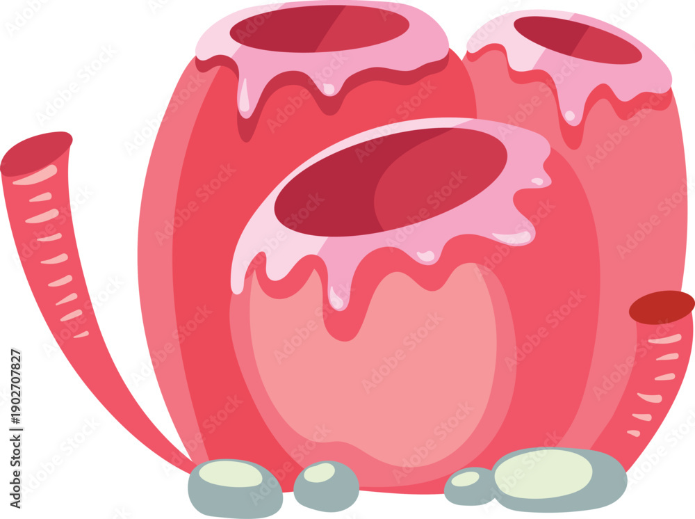 Obraz premium Red tropical coral cartoon icon. Underwater life