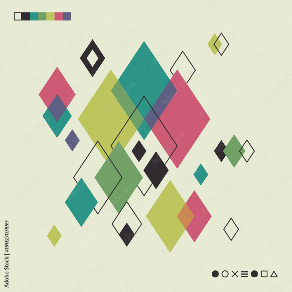 Naklejka premium Geometric vintage design. Minimalist retro style music cover