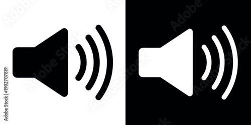 Sound icon vector illustration flat black and white background. audio, music, volume, speaker symbol design