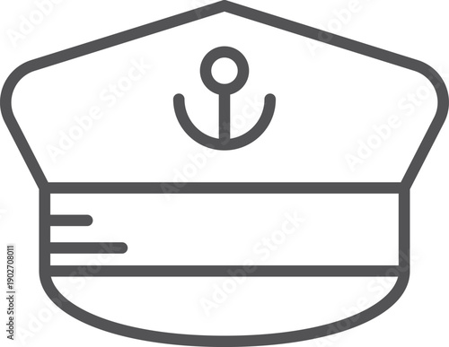 Sailor captain hat line icon. Nautical cap