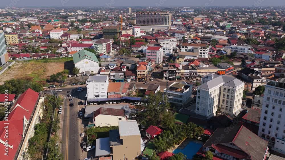 custom made wallpaper toronto digitalUrban landscape showing developing Vientiane skyline and residential area in Laos under a clear sky on a sunny day
