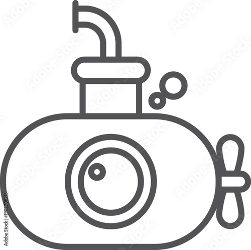 Bathyscaphe line icon. Underwater diving vessel symbol