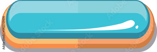 Mobile game button. Glossy blue shape template