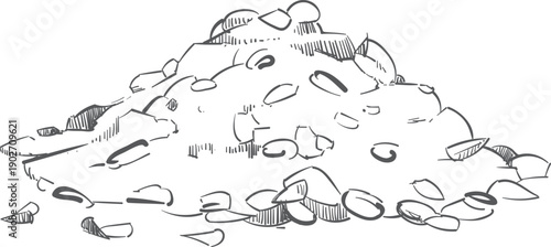 Grain pile sketch. Healthy seed natural food