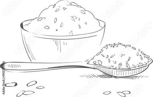 Cereal grain sketch. Cooking ingredient. Raw food