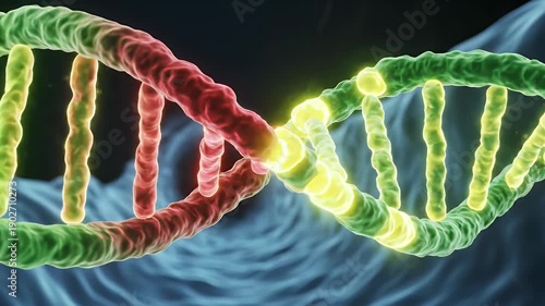 CGI Visualization of DNA Hybridization Process in Blue Backdrop Scientific Animation of Genetic Combination and