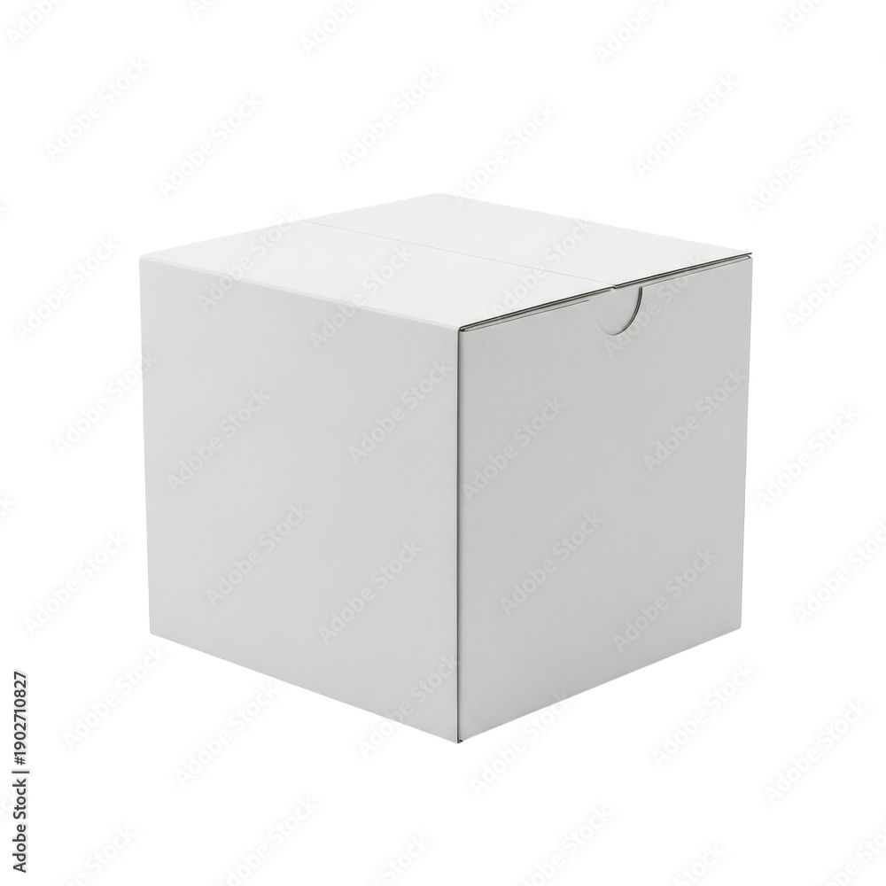 Naklejka premium Plain white cardboard box closed with lid on transparent background studio shot product packaging