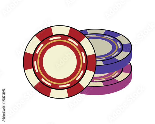 Stack of red and purple casino poker chips with gold accents casino chips gambling