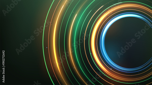 Dynamic Glowing Neon Circles Background, Vector Illustration