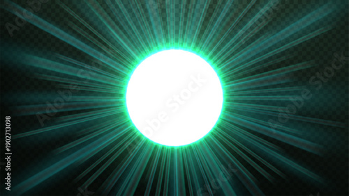 Emerald Sunburst Light Effect, Vector Illustration