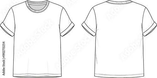 Technical fashion flat sketch collection of varsity jacket knit sweater maxi dress t-shirt and accessories cad drawing flat vector illustration