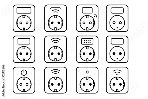Minimal vector waves plug shell timer accessory icon area smart housing scheduling